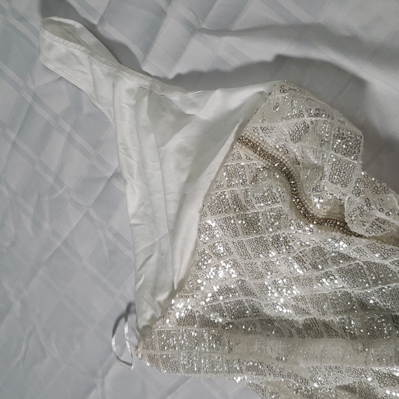 🔥🥵Jaw dropping off white sequin and bead high waisted skirt by Banjul LARGE🥵 - Picture 7 of 12